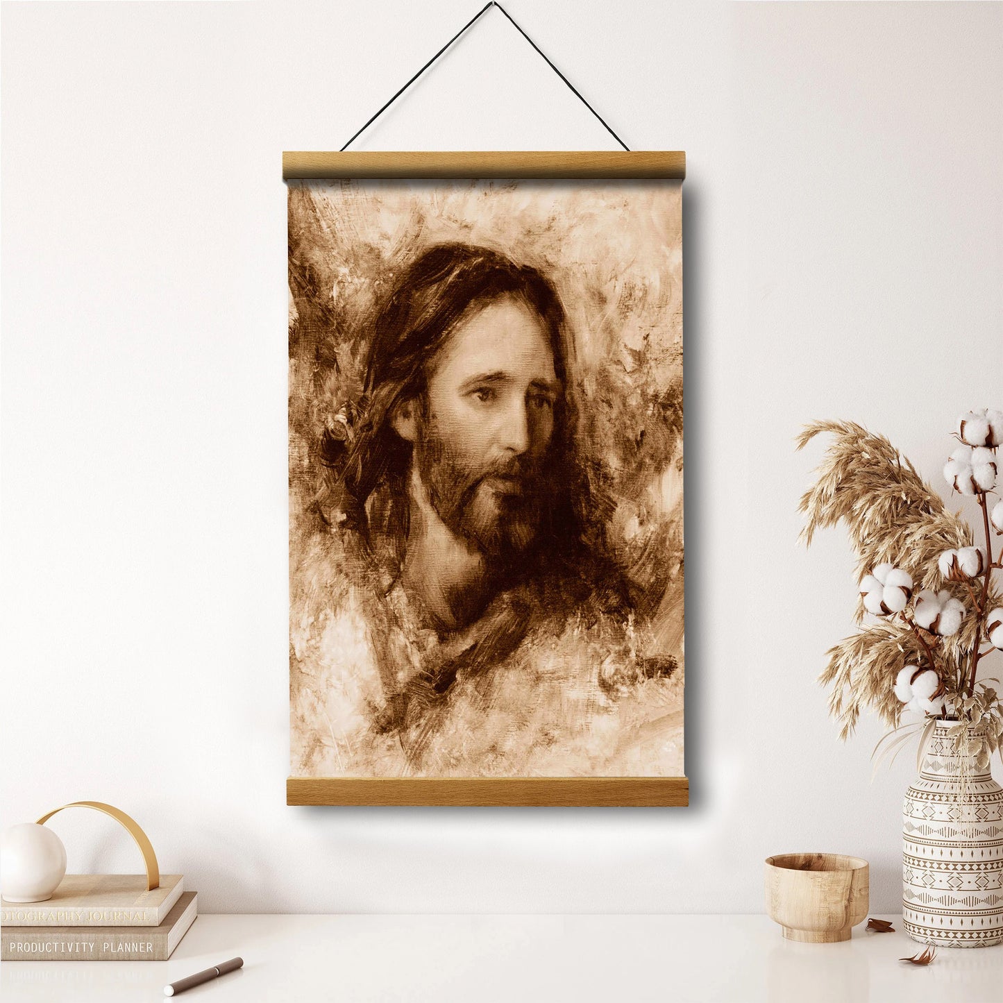 Merciful Savior Hanging Canvas Wall Art - Jesus Picture - Jesus Portrait Canvas - Religious Canvas