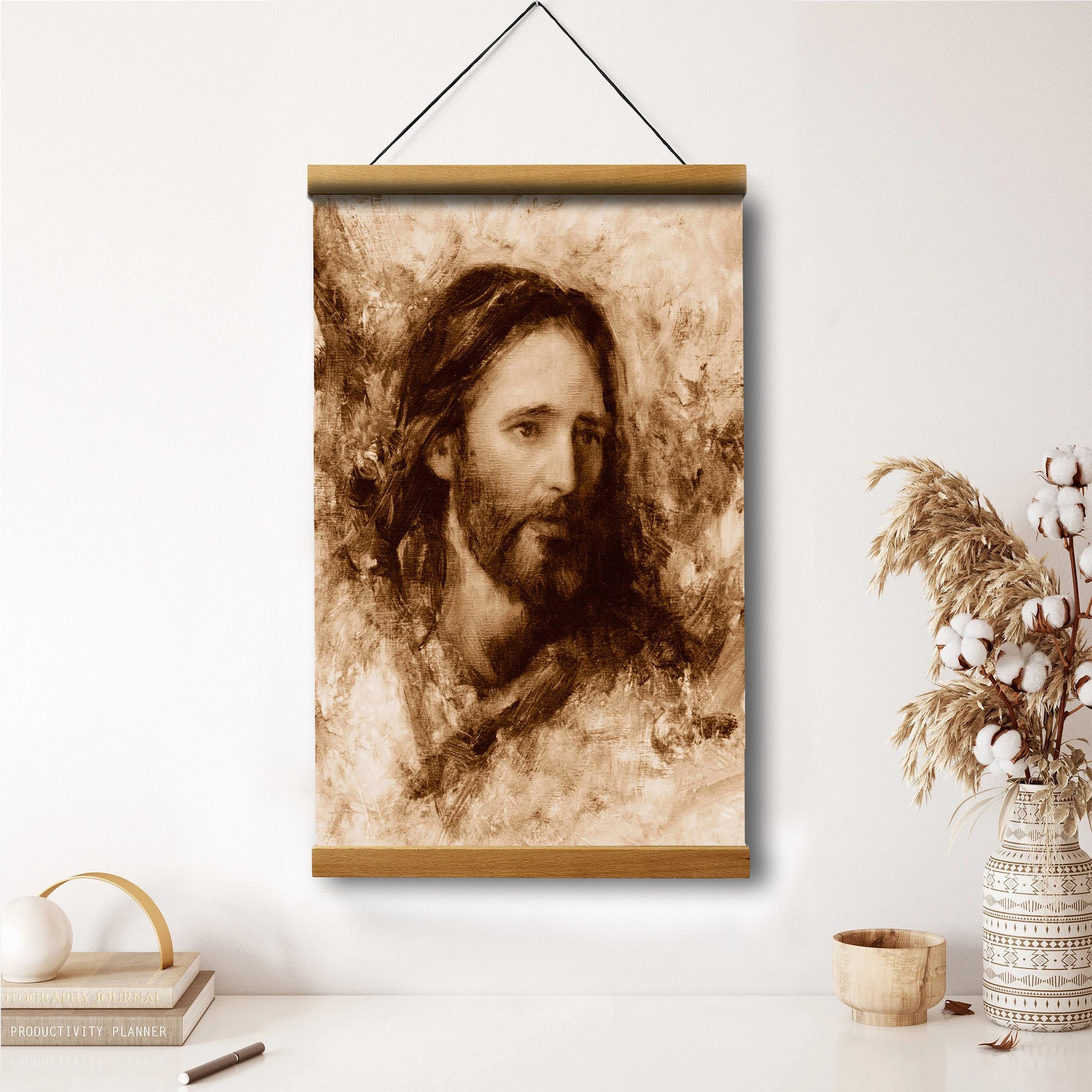 Merciful Savior Hanging Canvas Wall Art - Jesus Picture - Jesus Portrait Canvas - Religious Canvas