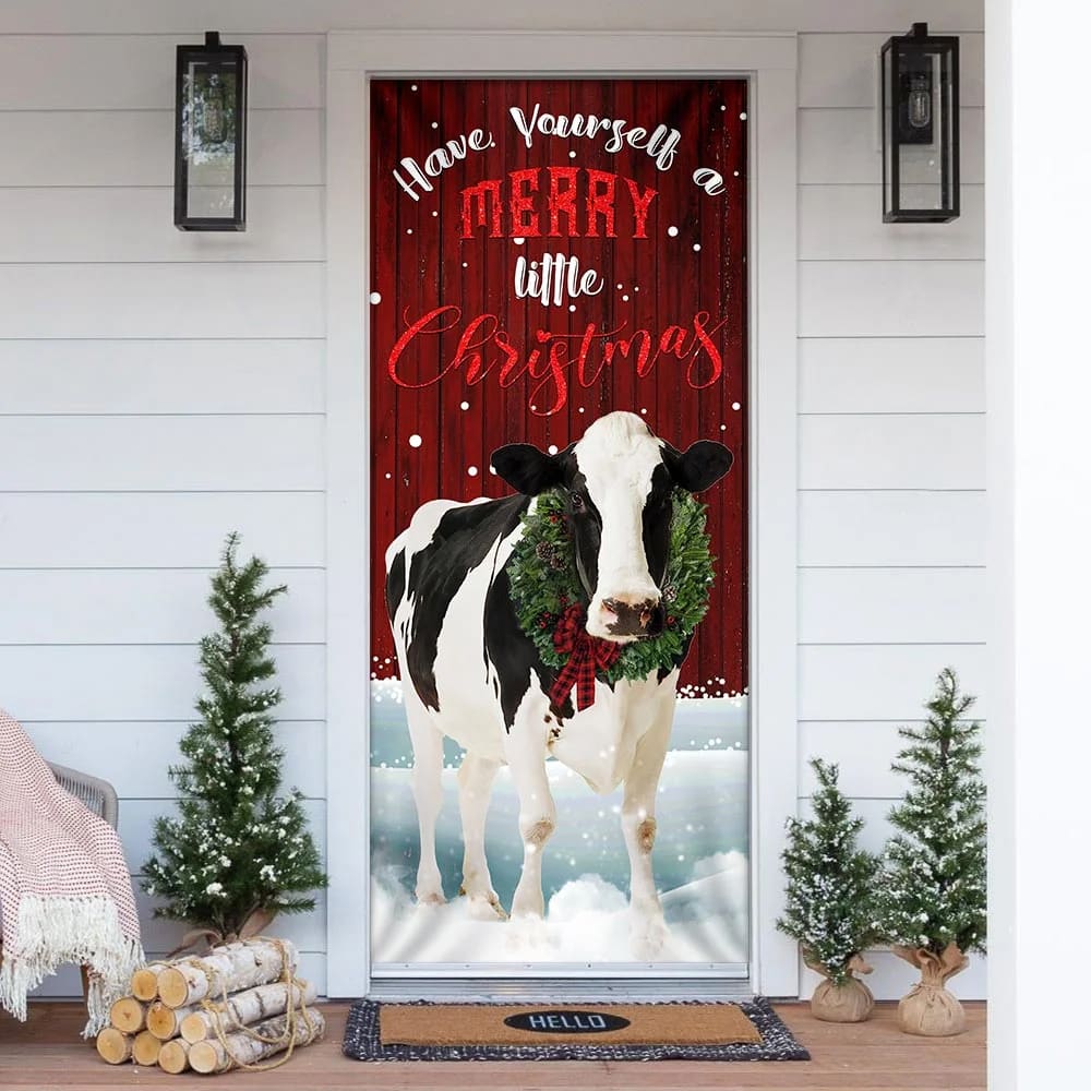 Merrry Christmas Cattle Door Cover - Christmas Outdoor Decoration