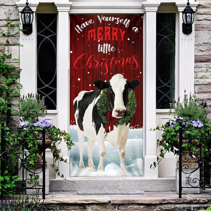 Merrry Christmas Cattle Door Cover - Christmas Outdoor Decoration
