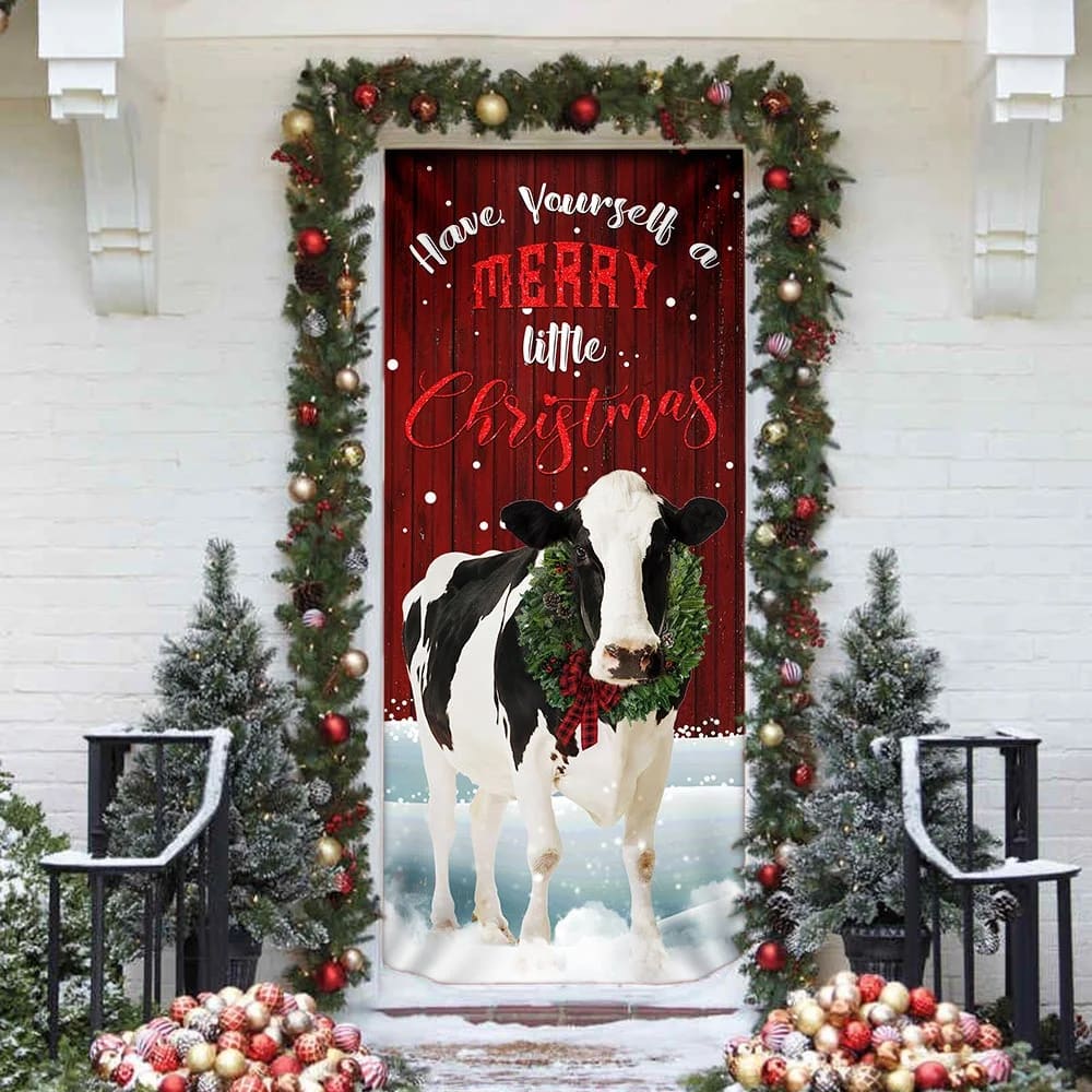 Merrry Christmas Cattle Door Cover - Christmas Outdoor Decoration