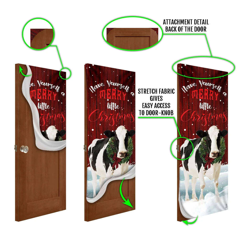 Merrry Christmas Cattle Door Cover - Christmas Outdoor Decoration