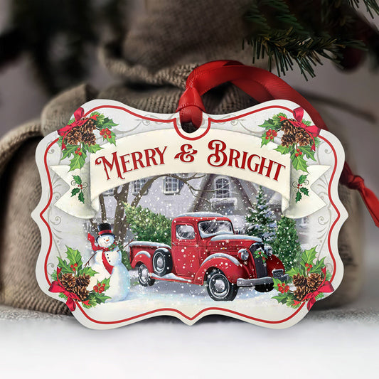 Merry And Bright Metal Ornament - Christmas Ornament - Christmas Gift