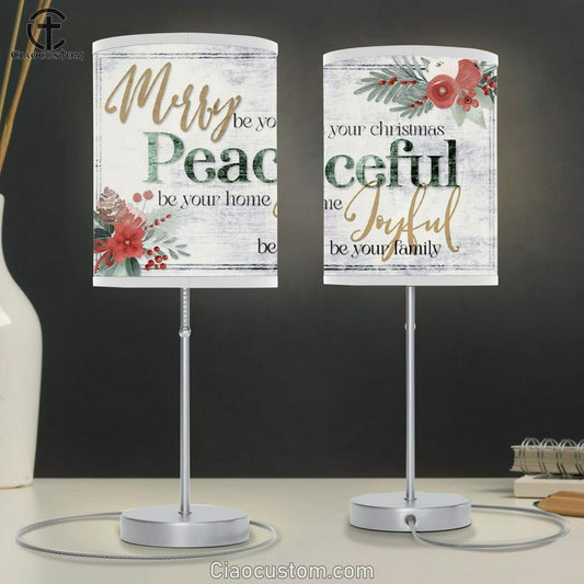 Merry Be Your Christmas Peaceful Be Your Home Table Lamp For Bedroom - Christian Room Decor