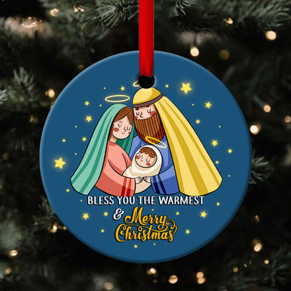 Merry Christmas - Born Of God Ceramic Circle Ornament - Christian Gift For Friends - Unique Gifts