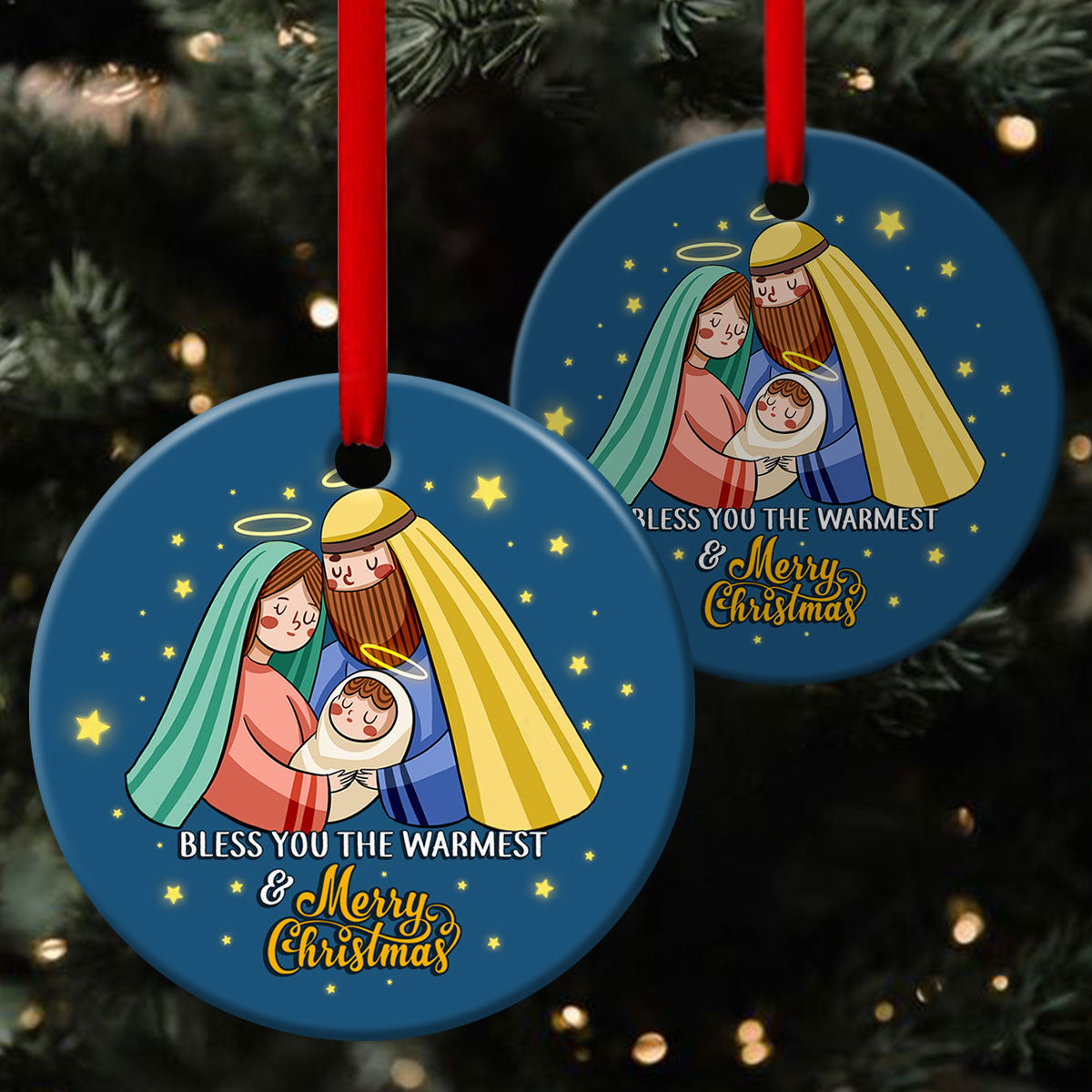 Merry Christmas - Born Of God Ceramic Circle Ornament - Christian Gift For Friends - Unique Gifts