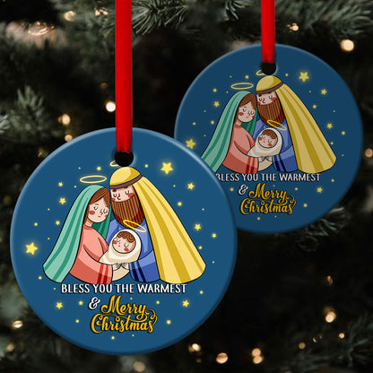 Merry Christmas - Born Of God Ceramic Circle Ornament - Christian Gift For Friends - Unique Gifts
