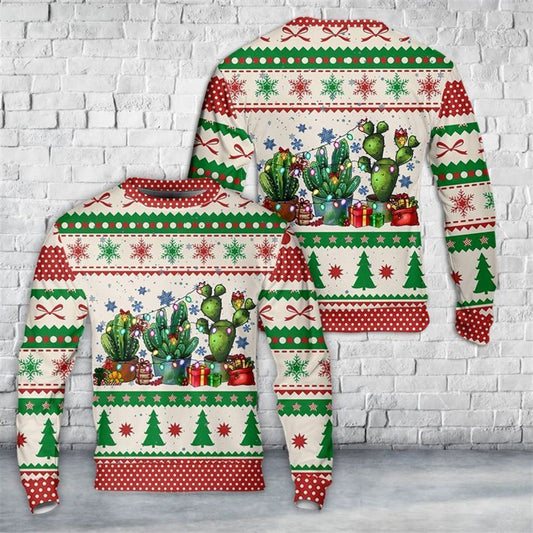 Merry Christmas Cactus Ugly Christmas Sweater For Men And Women, Best Gift For Christmas, The Beautiful Winter Christmas Outfit