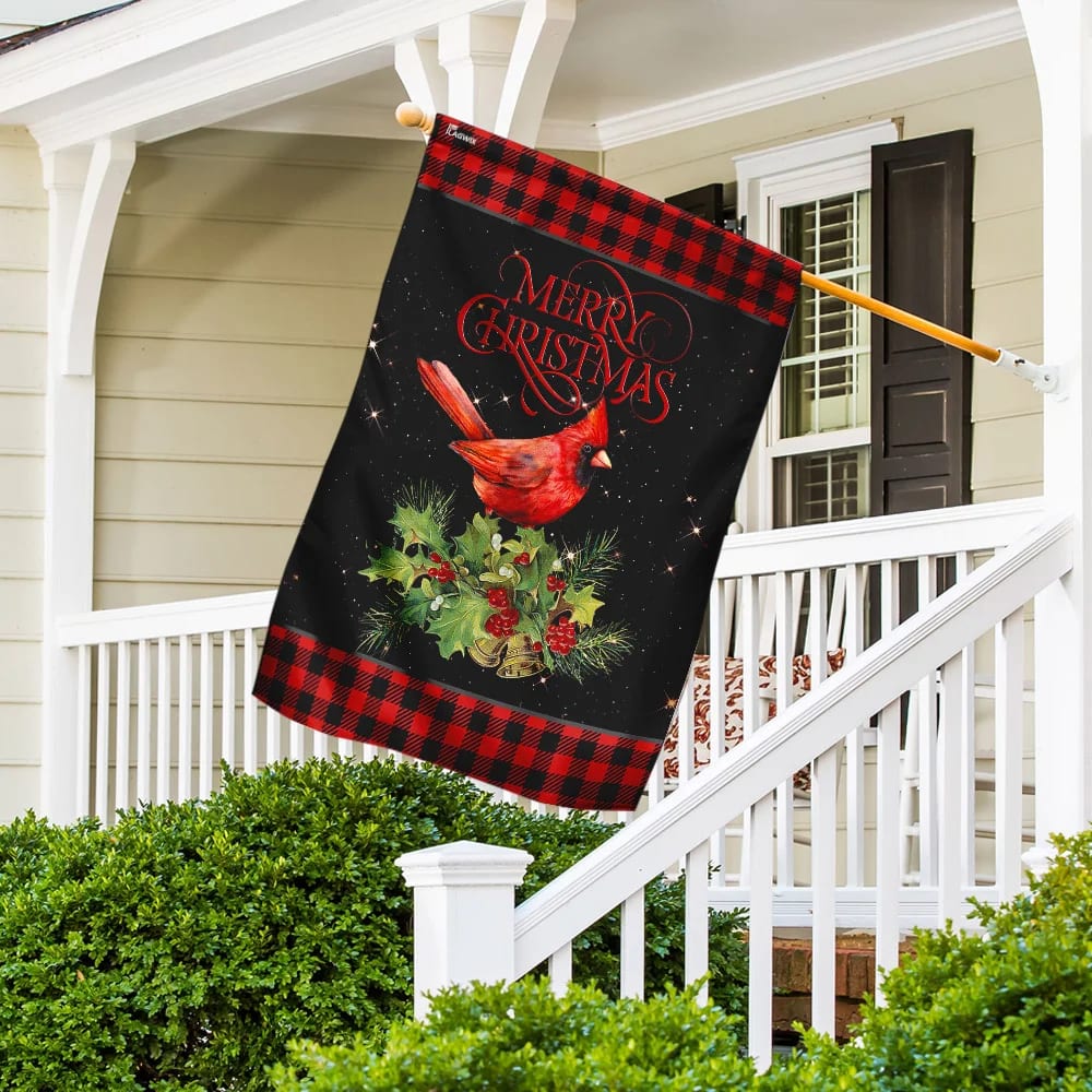 Merry Christmas Cardinal Flag - Christmas Garden Flag - Christmas House Flag - Christmas Outdoor Decoration