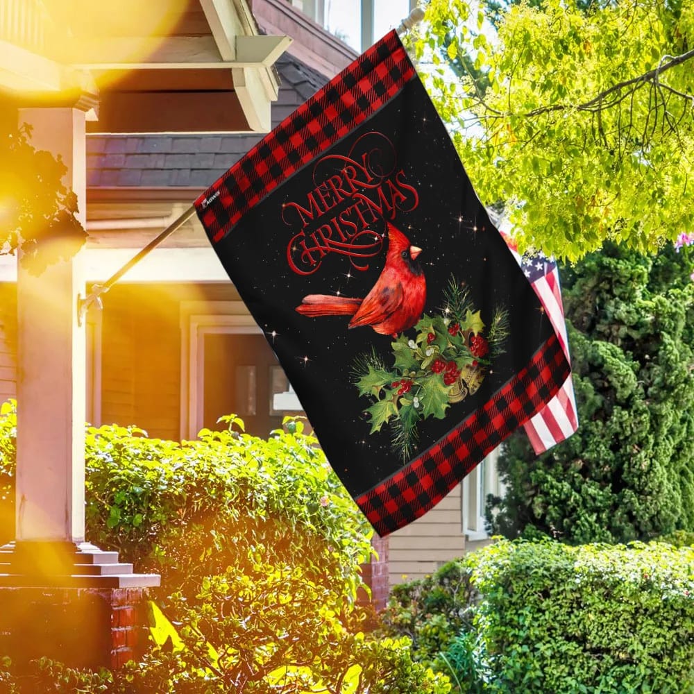 Merry Christmas Cardinal Flag - Christmas Garden Flag - Christmas House Flag - Christmas Outdoor Decoration