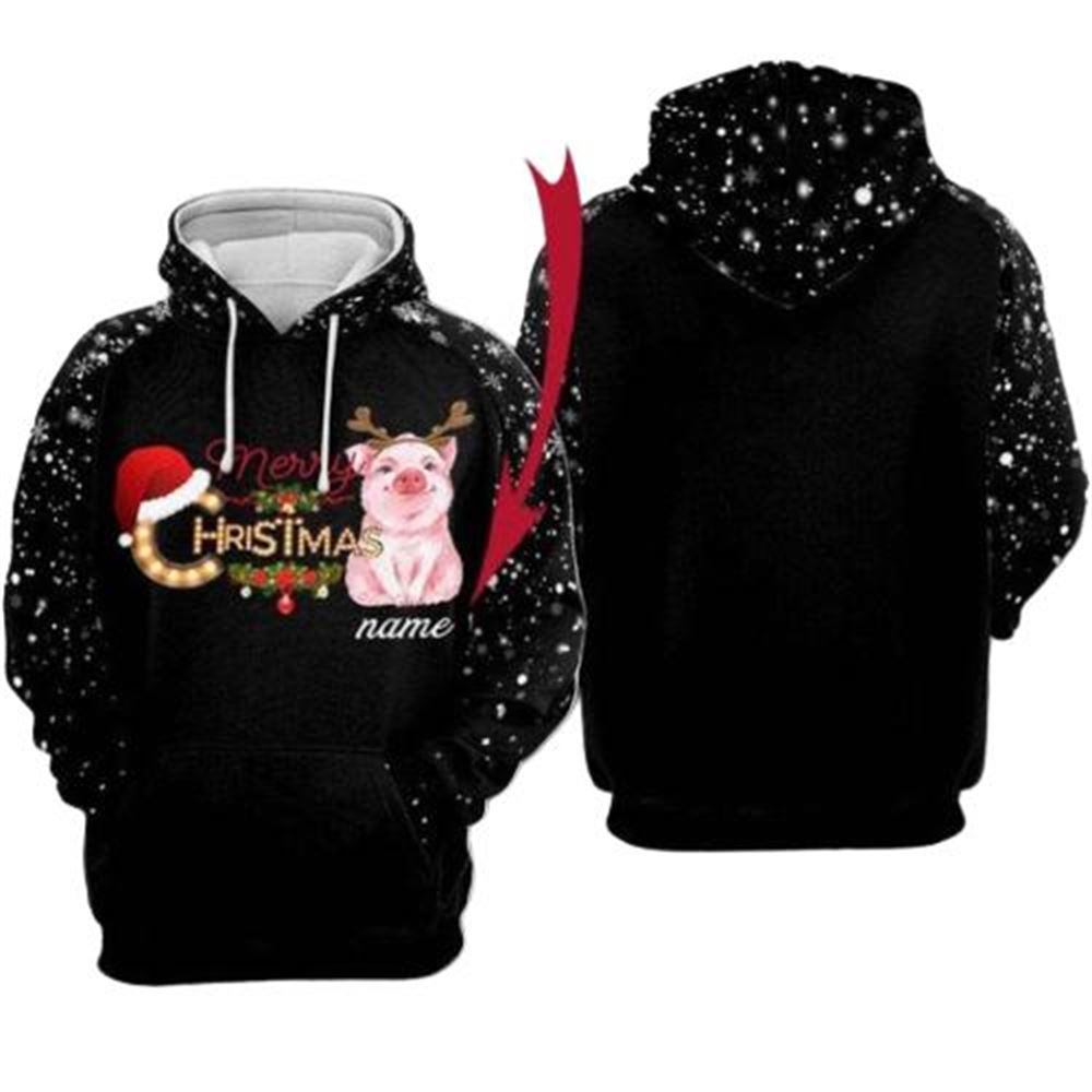 Merry Christmas Cute Pig All Over Print 3D Hoodie For Men And Women, Christmas Gift, Warm Winter Clothes, Best Outfit Christmas