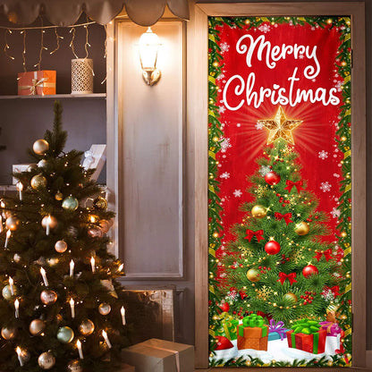 Merry Christmas Door Cover Christmas Tree Decor - Christmas Outdoor Decoration