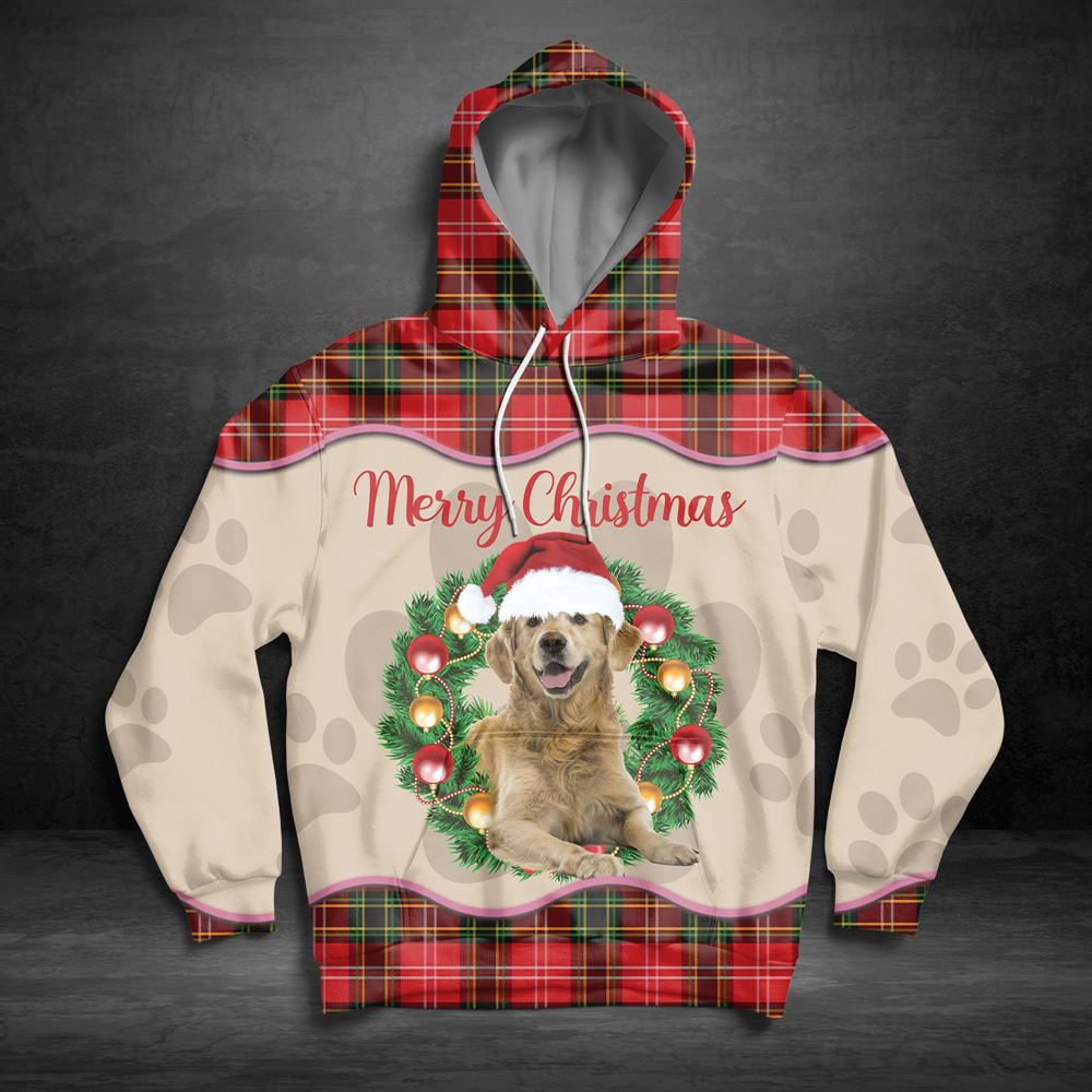 Merry Christmas Golden Retriever All Over Print 3D Hoodie For Men And Women, Best Gift For Dog lovers, Best Outfit Christmas