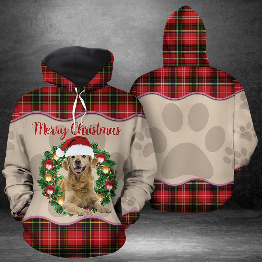 Merry Christmas Golden Retriever All Over Print 3D Hoodie For Men And Women, Best Gift For Dog lovers, Best Outfit Christmas
