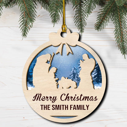 Merry Christmas Jesus was Born Wood Layered Ornaments - Christmas Tree Ornament