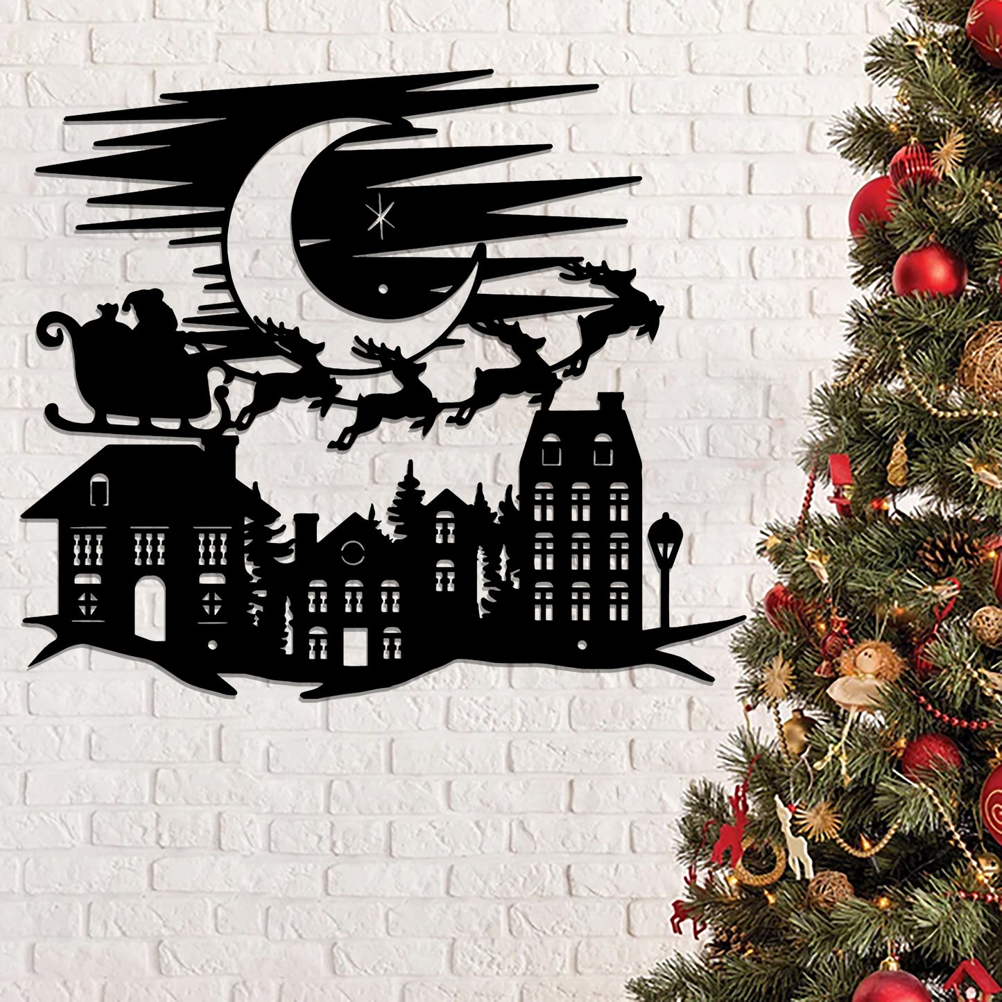 Merry Christmas Metal Sign - Santa Claus Merry Christmas Metal Wall Art - Xmas Gift - Ciaocustom