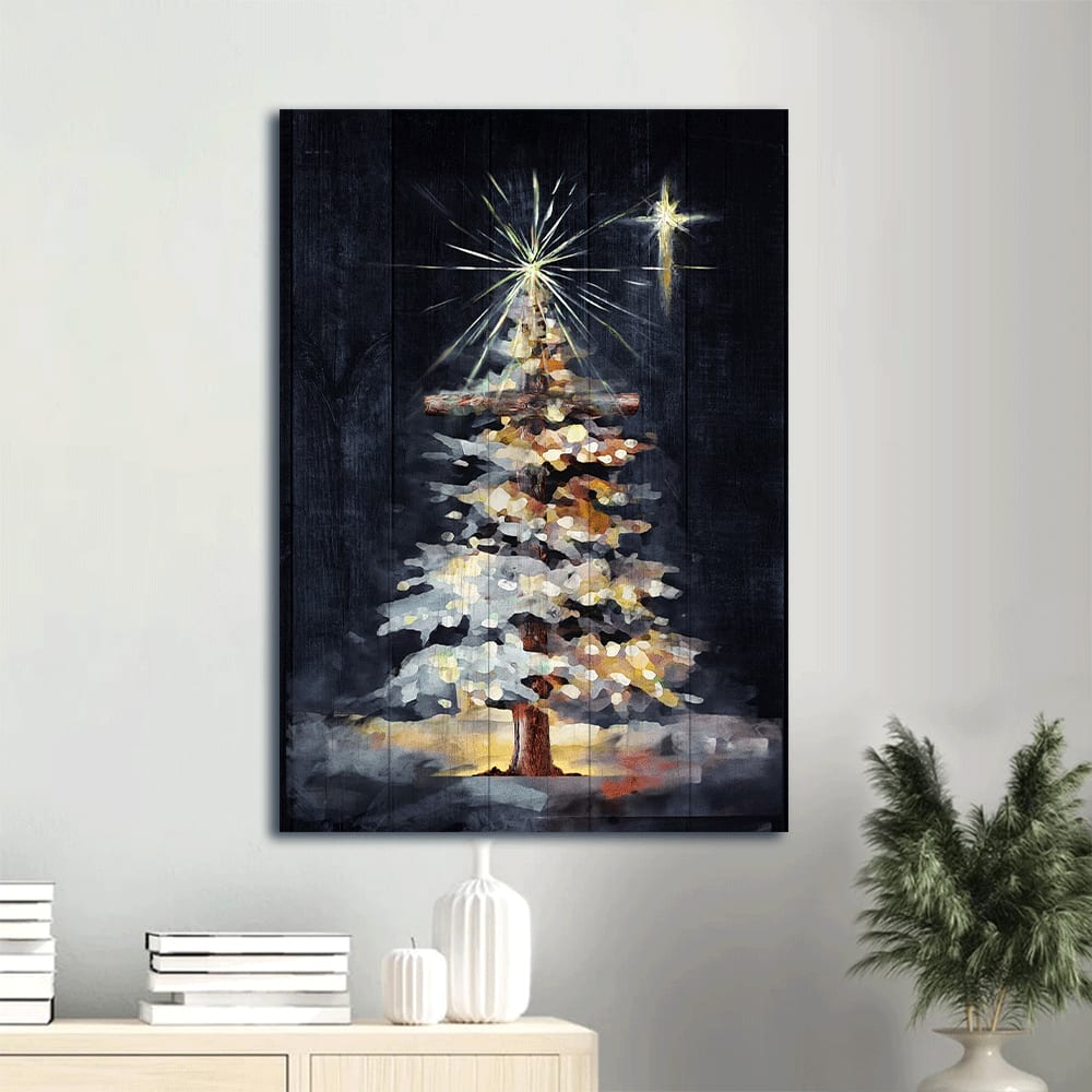 Merry Christmas The Christmas Tree Print Canvas Wall Art - Christian Gift