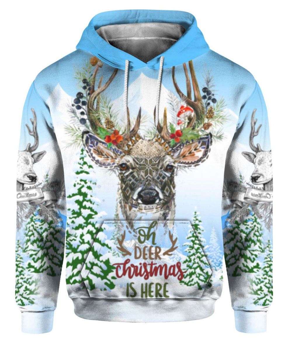 Merry Christmas With Deer All Over Print 3D Hoodie For Men And Women, Christmas Gift, Warm Winter Clothes, Best Outfit Christmas