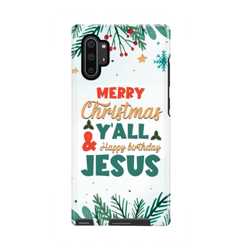 Merry Christmas Y'all Happy Birthday Jesus Phone Case - Inspirational Bible Scripture iPhone Cases