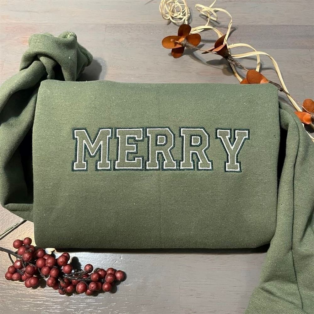Merry Embroidered Sweatshirt, Women's Embroidered Sweatshirts