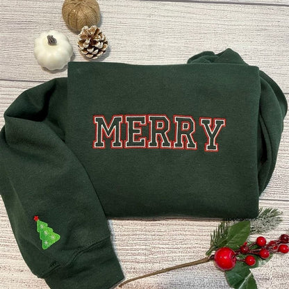 Merry Embroidered Sweatshirt, Women's Embroidered Sweatshirts