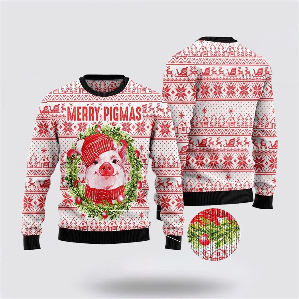 Merry Pig Ugly Christmas Sweater, Farm Sweater, Christmas Gift, Best Winter Outfit Christmas