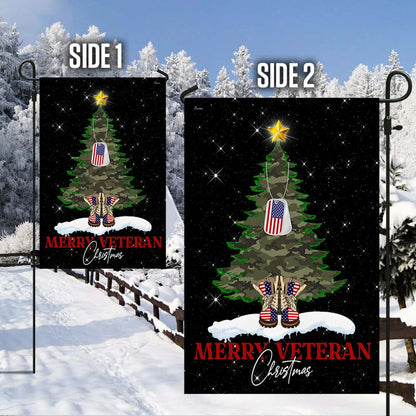 Merry Veteran Christmas Flag - Christmas Garden Flag - Christmas House Flag - Christmas Outdoor Decoration