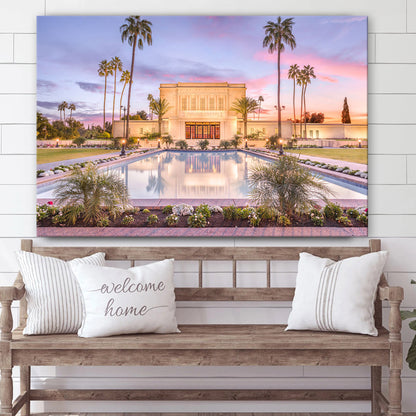 Mesa Arizona Temple Reflection Pool Canvas Wall Art - Jesus Christ Picture - Canvas Christian Wall Art