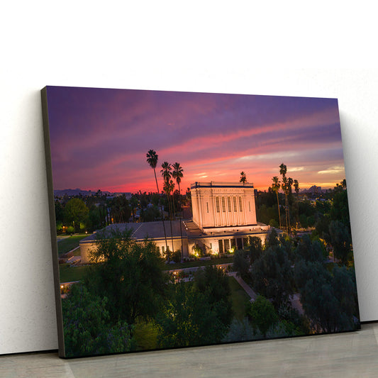 Mesa Temple Sunset West Canvas Wall Art - Jesus Christ Picture - Canvas Christian Wall Art