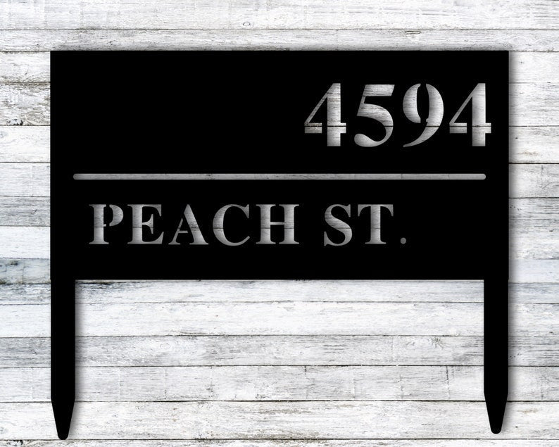 Metal Custom Address Sign - Address Plaque - Yard Sign - Front Porch Decor - Address Sign With Stakes