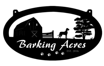 Metal Farm Sign With Barn And Dogs Metal Wall Art Metal House Sign