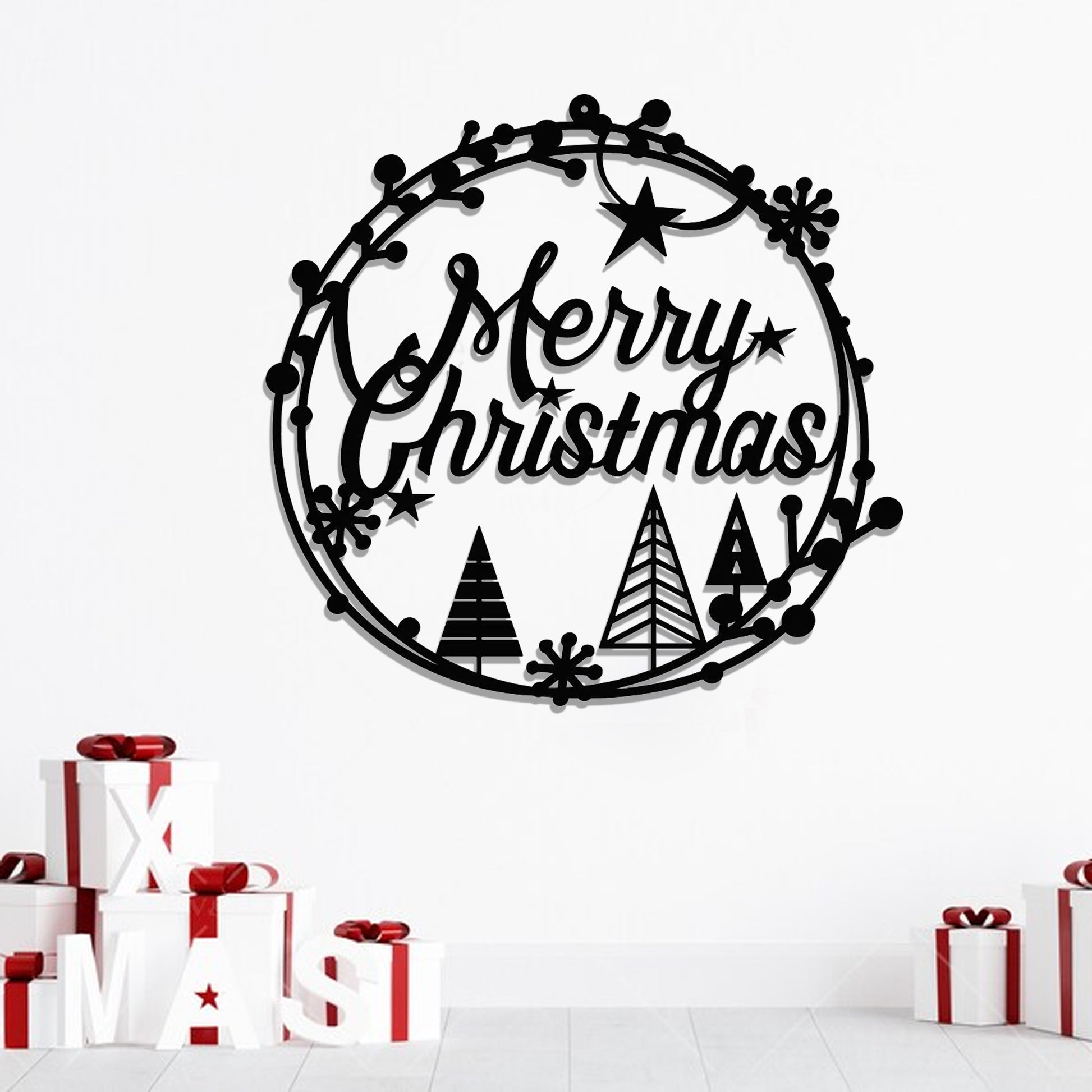 Metal Merry Christmas Sign - Christmas Metal Wall Art - Housewarming Gift - Ciaocustom