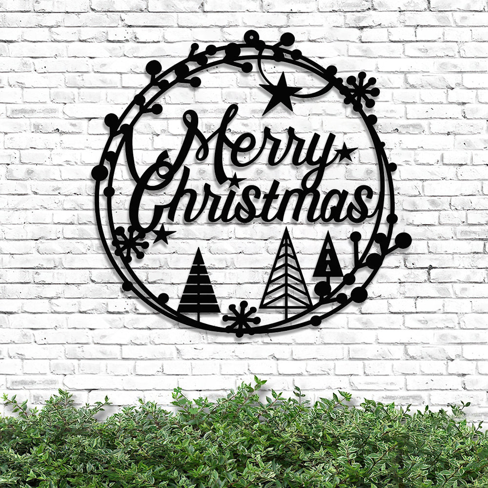 Metal Merry Christmas Sign - Christmas Metal Wall Art - Housewarming Gift - Ciaocustom