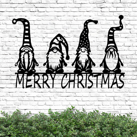 Metal Merry Christmas Sign - Gnomes Sign - Christmas Metal Wall Decor - Ciaocustom