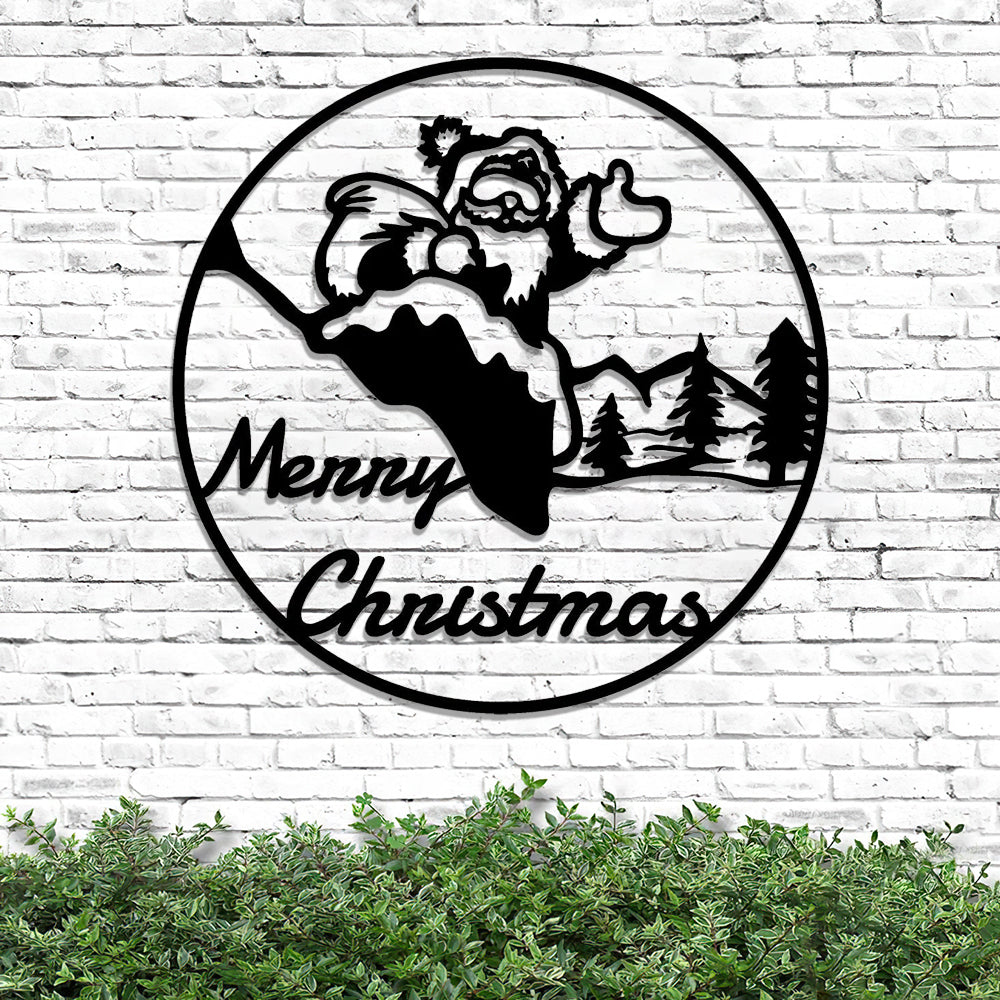Metal Santa Sign - Santa Claus Wall Decor - Christmas Wall Art - Ciaocustom