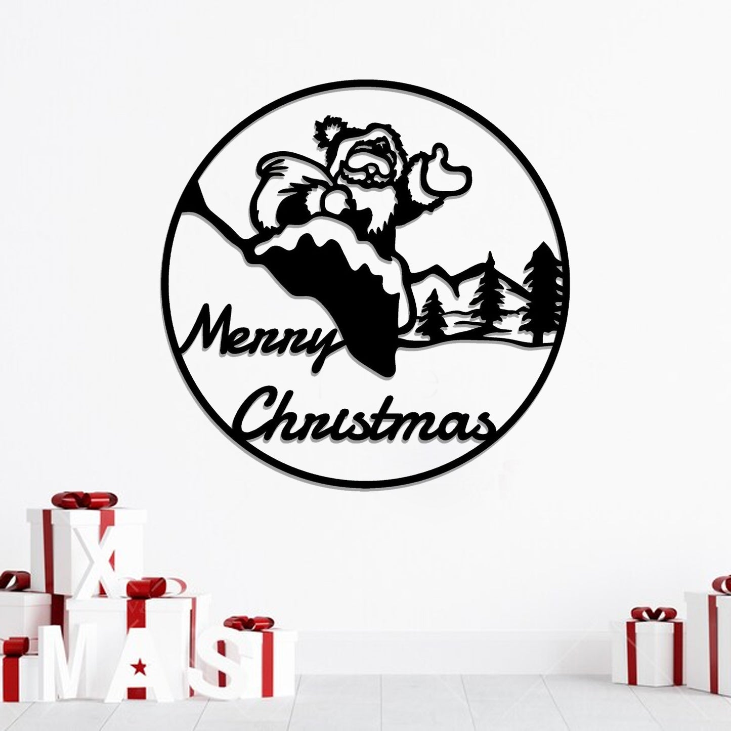 Metal Santa Sign - Santa Claus Wall Decor - Christmas Wall Art - Ciaocustom