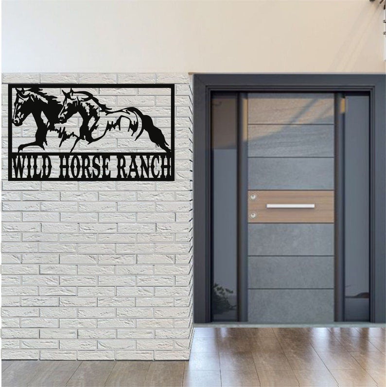 Metal Wall Art Personalized Farmhouse Sign Metal Horse Monogram Metal Sign With Names Custom Horse Decor Metal Wall Decoration