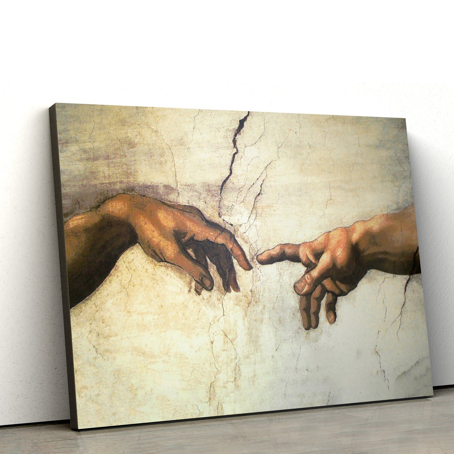 Michelangelo Wall Art Bedroom Wall Decor Hands Of God And Adam - Canvas Picture - Jesus Canvas Pictures - Christian Wall Art