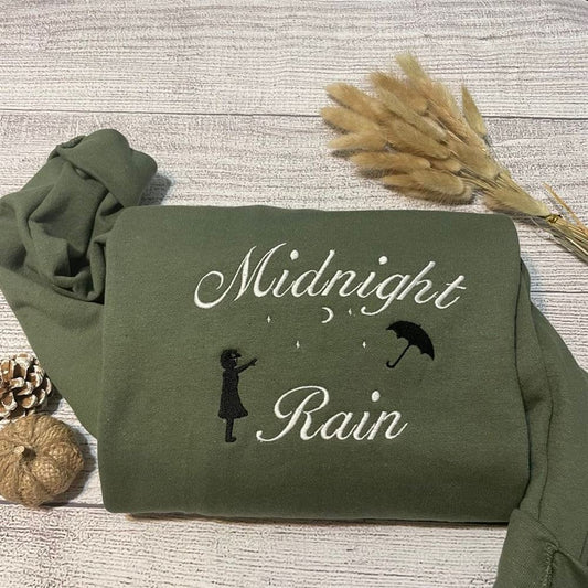 Midnight Rain Embroidered Crewneck Sweatshirt, Women's Embroidered Sweatshirts