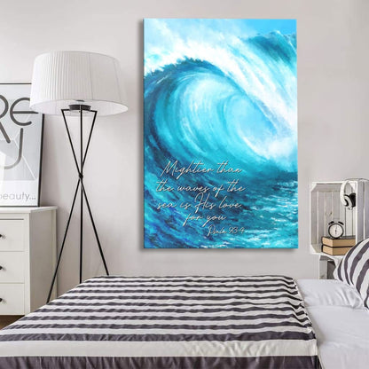 Mightier Than The Waves Of The Sea Christian Canvas Art - Bible Verse Canvas - Scripture Wall Art