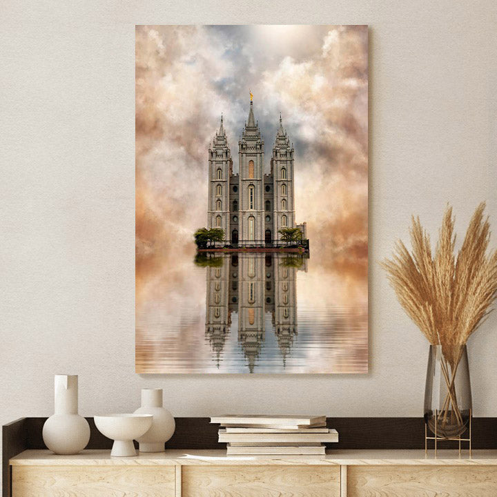 Millennial Reflection Salt Lake City Utah Temple Canvas Wall Art - Christian Wall Decor