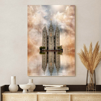 Millennial Reflection Salt Lake City Utah Temple Canvas Wall Art - Christian Wall Decor