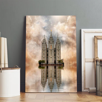 Millennial Reflection Salt Lake City Utah Temple Canvas Wall Art - Christian Wall Decor