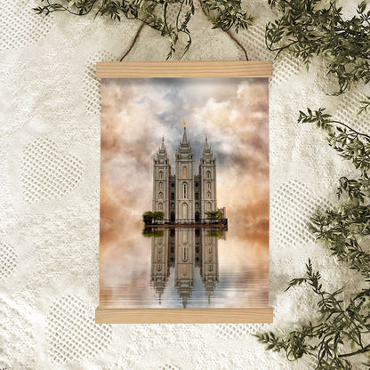 Millennial Reflection Salt Lake City Utah Temple Hanging Canvas Wall Art - Christian Wall Decor - Religious Canvas