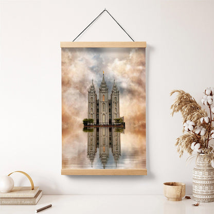 Millennial Reflection Salt Lake City Utah Temple Hanging Canvas Wall Art - Christian Wall Decor - Religious Canvas