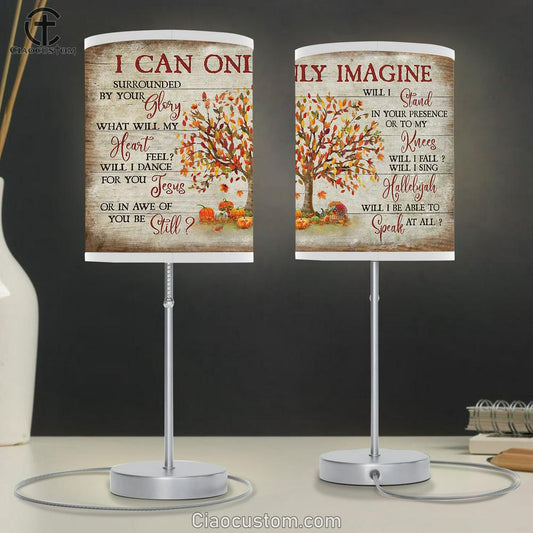 Mini Pumpkins I Can Only Imagine Table Lamp Art - Bible Verse Lamp Art - Room Decor Christian