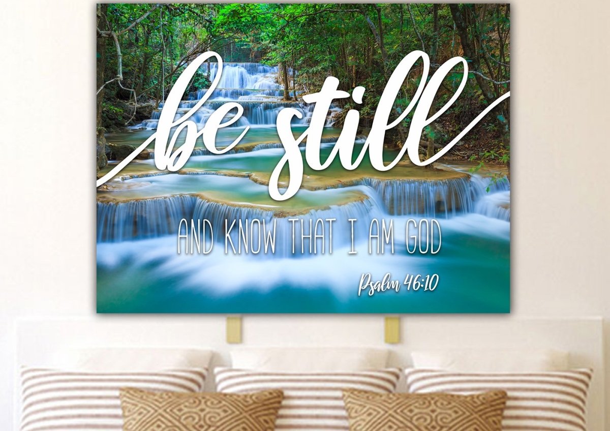 Mini Waterfalls & Be Still Canvas - Christian Canvas Wall Art