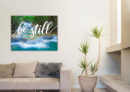 Mini Waterfalls & Be Still Canvas - Christian Canvas Wall Art