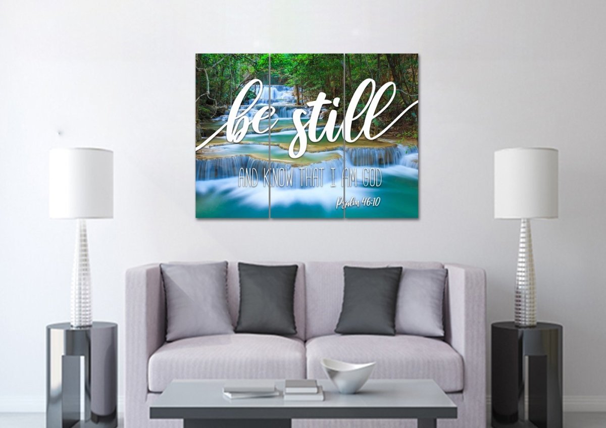 Mini Waterfalls & Be Still Canvas - Christian Canvas Wall Art