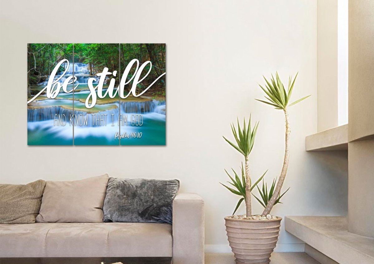Mini Waterfalls & Be Still Canvas - Christian Canvas Wall Art